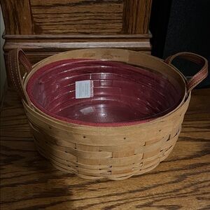 Longaberger Brown Woven Basket with Red Interior
